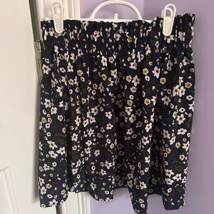 SHEIN Navy Floral Mini Skirt with Elastic Waist